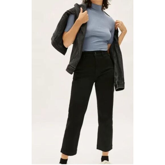 EVERLANE Cropped Straight Regular Black Jeans Size 2 - Picture 1 of 12